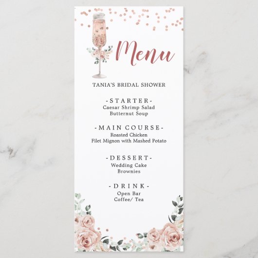 Menu Pétales de Rose rose Dusty et Fête des mariées de (Devant)