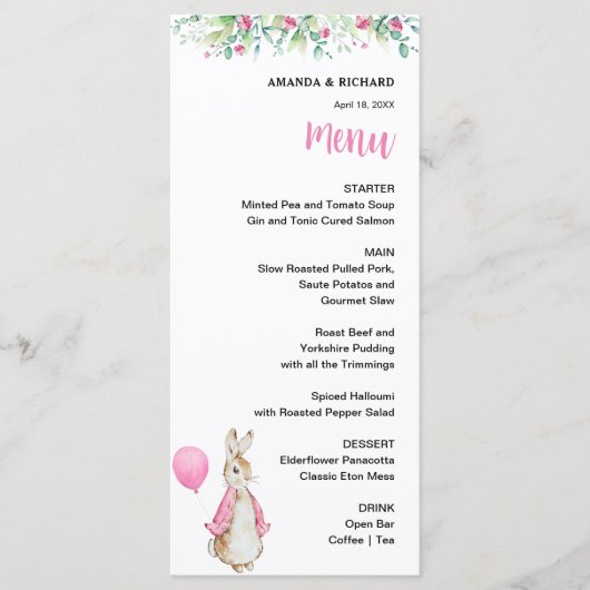 Menu Peter Rabbit (Devant)