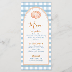 Menu Petit Citrouille Boho Blue En vichy Anniversaire