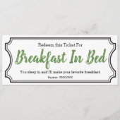 Menu Petit déjeuner dans le billet de lit (Devant)