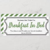 Menu Petit déjeuner dans le billet de lit (Devant / Derrière)