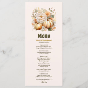 Menu Petite citrouille chute florale aquarelle baby sho