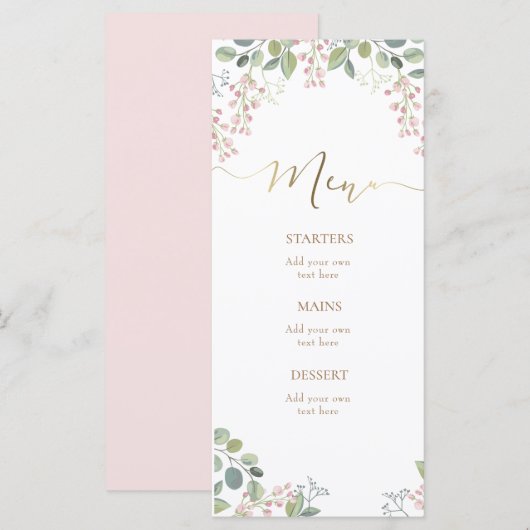 Menu petites fleurs et verdure (Devant / Derrière)