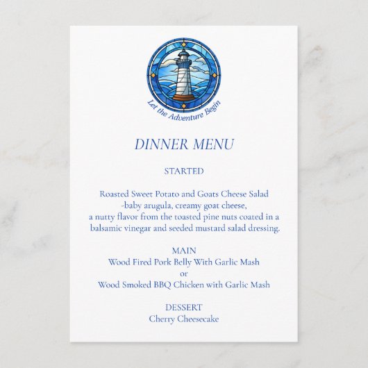 Menu Phare Mariage nautique Aventure Commencer (Devant)