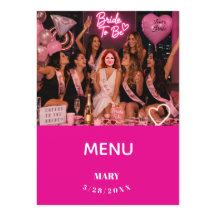 Menu photo d'enterrement de vie de jeune fille ros