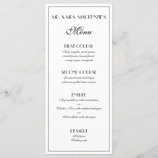 Menu Photo Mariage moderne Elegant Roaring 20s (Devant)