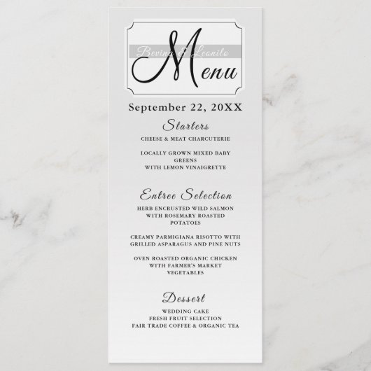Menu Photo personnalisée Simple Élégant Script Mariage (Devant)