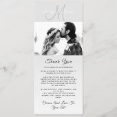 Menu Photo personnalisée Simple Élégant Script Mariage (Dos)