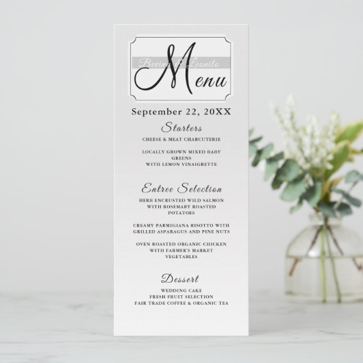 Menu Photo personnalisée Simple Élégant Script Mariage (Debout devant)