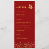 Menu Photos florales or couple mariage chinois réceptio (Devant)