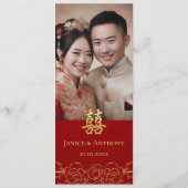 Menu Photos florales or couple mariage chinois réceptio (Dos)