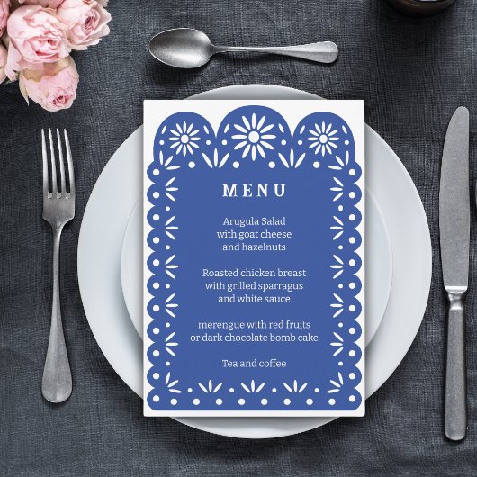 Menu PICADO PAPEL MEXICAIN Bleu