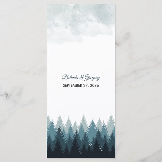 Menu Pine Arbre Aquarelle Forêt Mariage rustique (Dos)