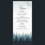 Menu Pine Arbre Aquarelle Forêt Mariage rustique<br><div class="desc">Une aquarelle de pin bleu. Ce design rustique d'hiver intègre différents tons bleus et des accents d'aquarelle. Une élégante illustration abstraite des pins en hiver. Ce design forestier crée une atmosphère rustique élégante à l'extérieur. Conception de menu mariage rustique avec des éléments modernes. Des invitations de mariage et d'autres articles...</div>