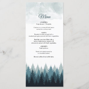 Menu Pine Arbre Aquarelle Forêt Mariage rustique