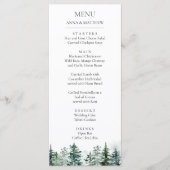 Menu Pine Tree Forest Aquarelle Montagnes Mariage (Devant)
