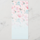 Menu Pink Blue Ombre French Garden Floral Peony Dîner (Dos)