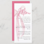 Menu Pink Bow She's Tying the Knot Fête des mariées (Devant / Derrière)