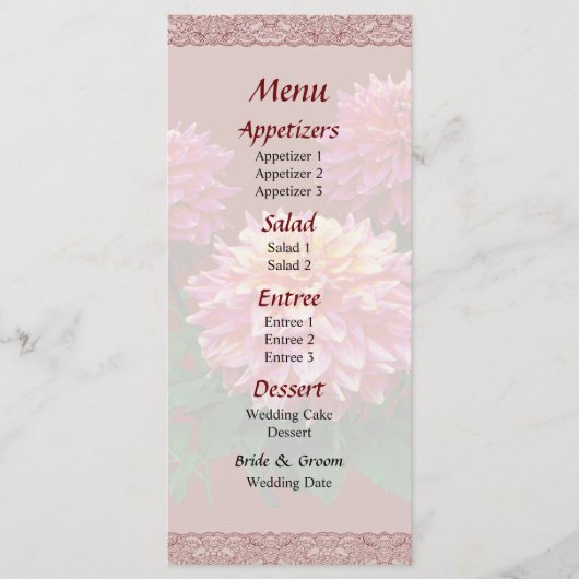 Menu Pink Dahlias Kidd Climax (Devant)