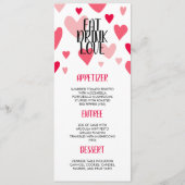 Menu Pink Eat Drink Love Valentine's Day Dinner Party (Devant)