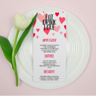 Menu Pink Eat Drink Love Valentine's Day Dinner Party