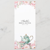 Menu Pink Floral Sage Green Afnoon Tea Party (Dos)
