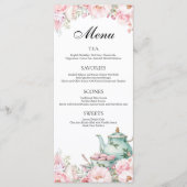 Menu Pink Floral Sage Green Afnoon Tea Party (Devant)