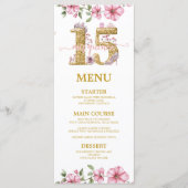 Menu Pink Golden Mis Quince Quinceañera (Devant)