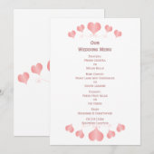 Menu Pink Hearts Design Wedding (Devant / Derrière)