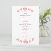 Menu Pink Hearts Design Wedding (Debout devant)