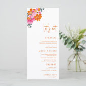 Menu Pink Orange Summer Floral Mangeons Script Mariage (Debout devant)
