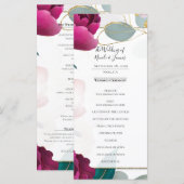 Menu Pink Peony Eucalyptus Garden Floral Glam Wedding  (Devant / Derrière)