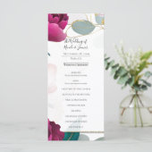 Menu Pink Peony Eucalyptus Garden Floral Glam Wedding  (Debout devant)