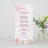 Menu Pink Royal Princess Castle Unicorn 4th Birthday (Debout devant)