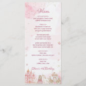 Menu Pink Royal Princess Castle Unicorn 4th Birthday (Devant)