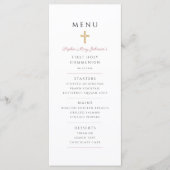 Menu Pink Script Girl First Communion (Devant)