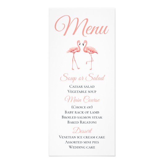 Menu Pink Tropical Flamant rose Beach Mariage d'ét (Devant)