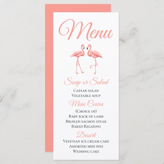 Menu Pink Tropical Flamant rose Plage Mariage d'ét (Devant / Derrière)