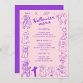 Menu Pink violet Quirky Main Drake Doodles Halloween (Devant / Derrière)