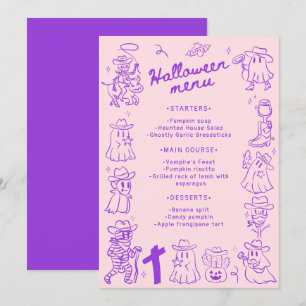 Menu Pink violet Quirky Main Drake Doodles Halloween