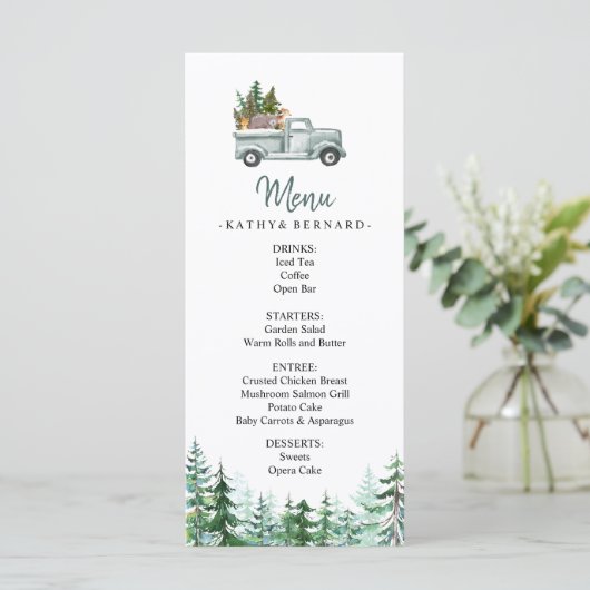 Menu Pins d'hiver Bois Animaux (Debout devant)