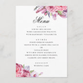 Menu Pivoine. Aquarelle rose boho floral mariage jardin (Devant)