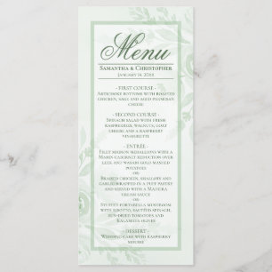 Menu Pivoines à l'aquarelle dans les tons sauge Élégant