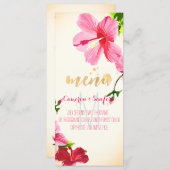 Menu PixDezines Aquarelle Hibiscus Menu/Rose (Devant / Derrière)