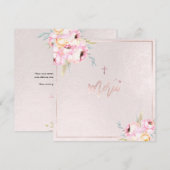 Menu PixDezines Aquarelle Peonies Baptême Merci (Devant / Derrière)