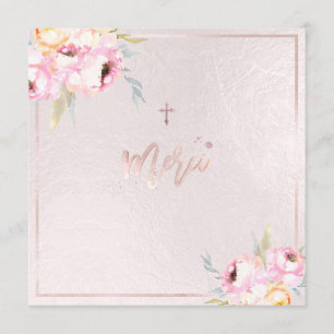 Menu PixDezines Aquarelle Peonies Baptême Merci
