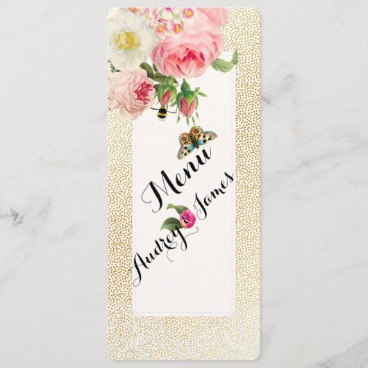 Menu PixDezines Faux Gold Specs/roses (Devant)