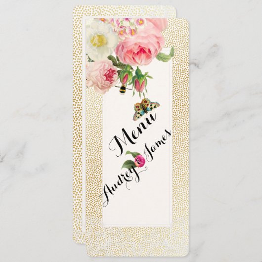 Menu PixDezines Faux Gold Specs/roses (Devant / Derrière)