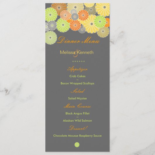 Menu PixDezines Kiku (chrysanthème), couleur agrumes (Dos)