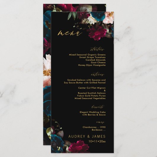Menu PixDezines Moody Botanical Turquoise Anemone Bourg (Devant / Derrière)
